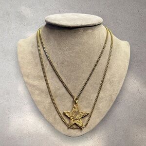 Vintage Direction One gold plated layered chain star necklace 21 inches